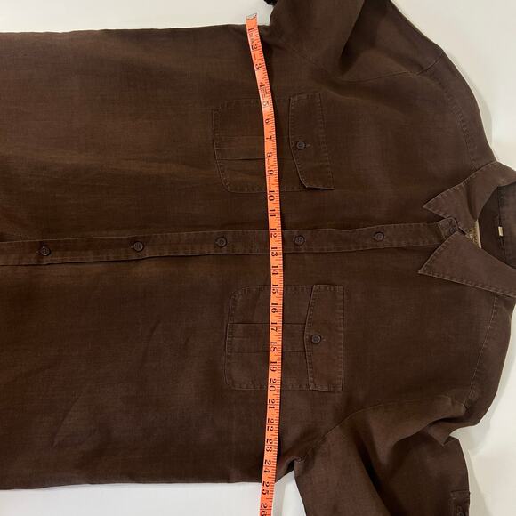 Compagnia Della Moda Shirt XXL Mens Brown Roll Tab Button Front Casual - Picture 10 of 10